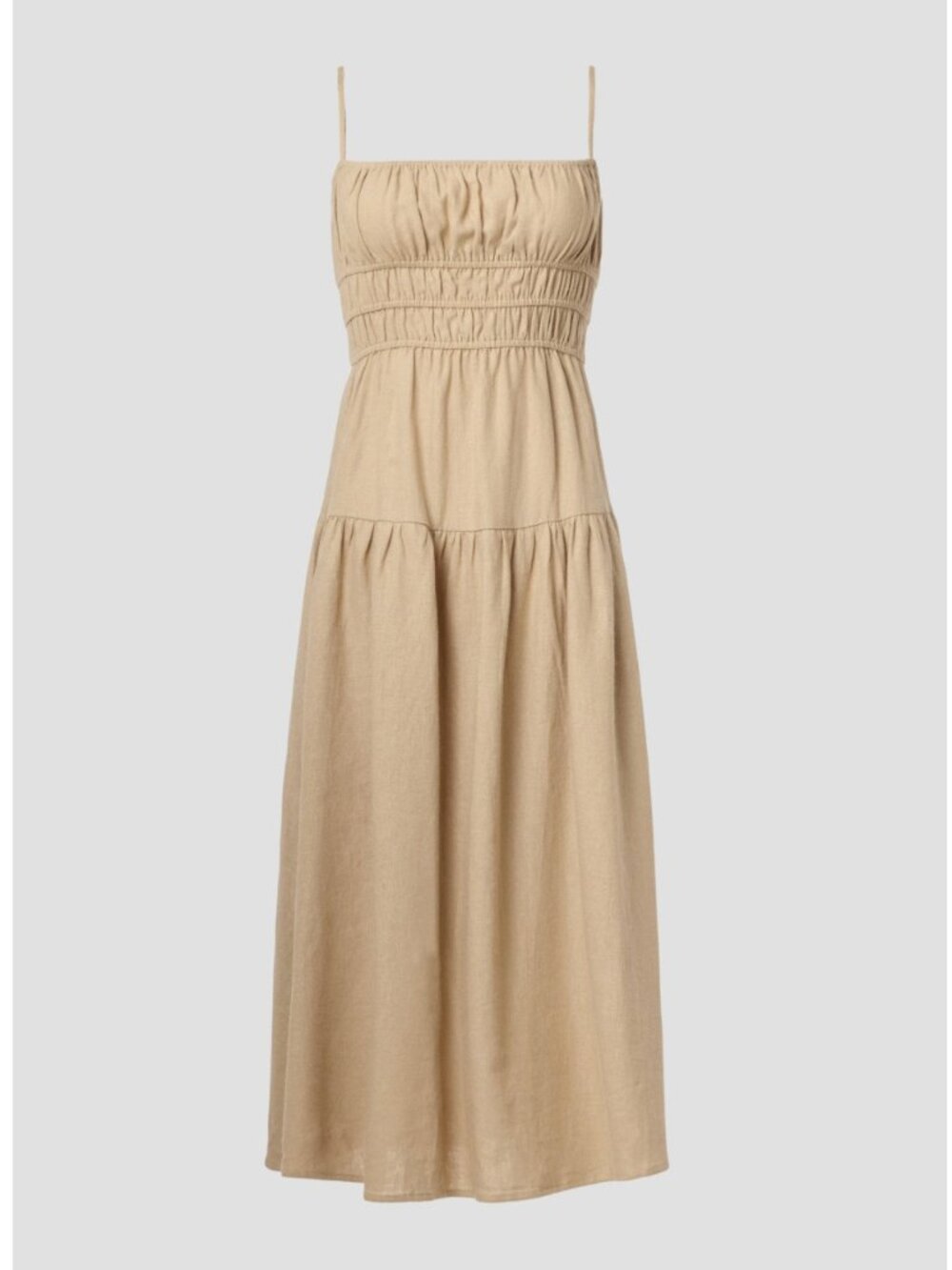 WEWOREWHAT Scrunchie Dress Women's Taupe Spaghetti-Strap Summer Dress